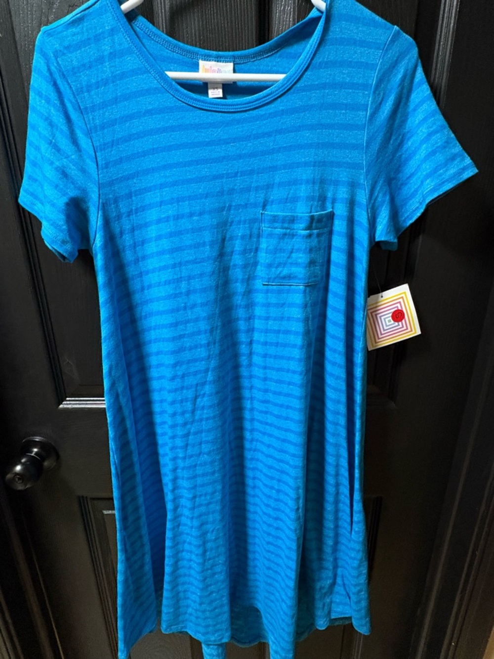 LuLaRoe Bright Blue Striped Tee Dress
